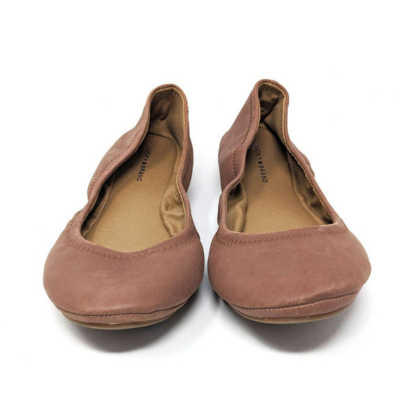 Lucky Brand Shoes Womens 8.5 Erin Ballet Flats Round Toe Leather Bourbon - Picture 2 of 7